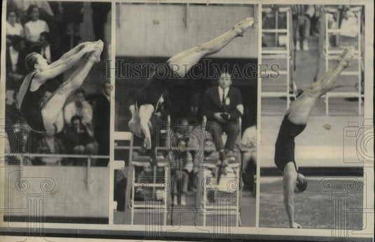 1968 Press Photo Micki King showing her form at the Olympic Diving Competition - Historic Images