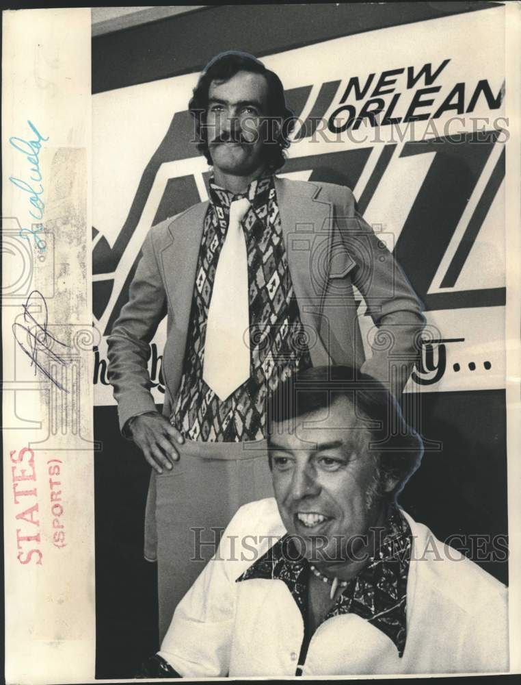 1975 Press Photo Jazz No. 1 draft choice Rich Kelley with coach Bil Van Kolff- Historic Images