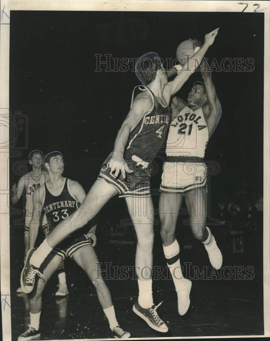 1969 Loyola's Charley Powell  shooting over Centenary's defenders-Historic Images
