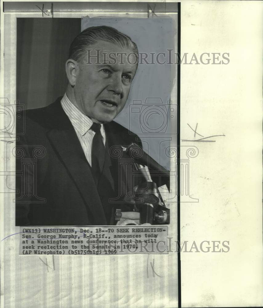 1969 Press Photo Senator George Murphy, Republican-California - noo47848- Historic Images