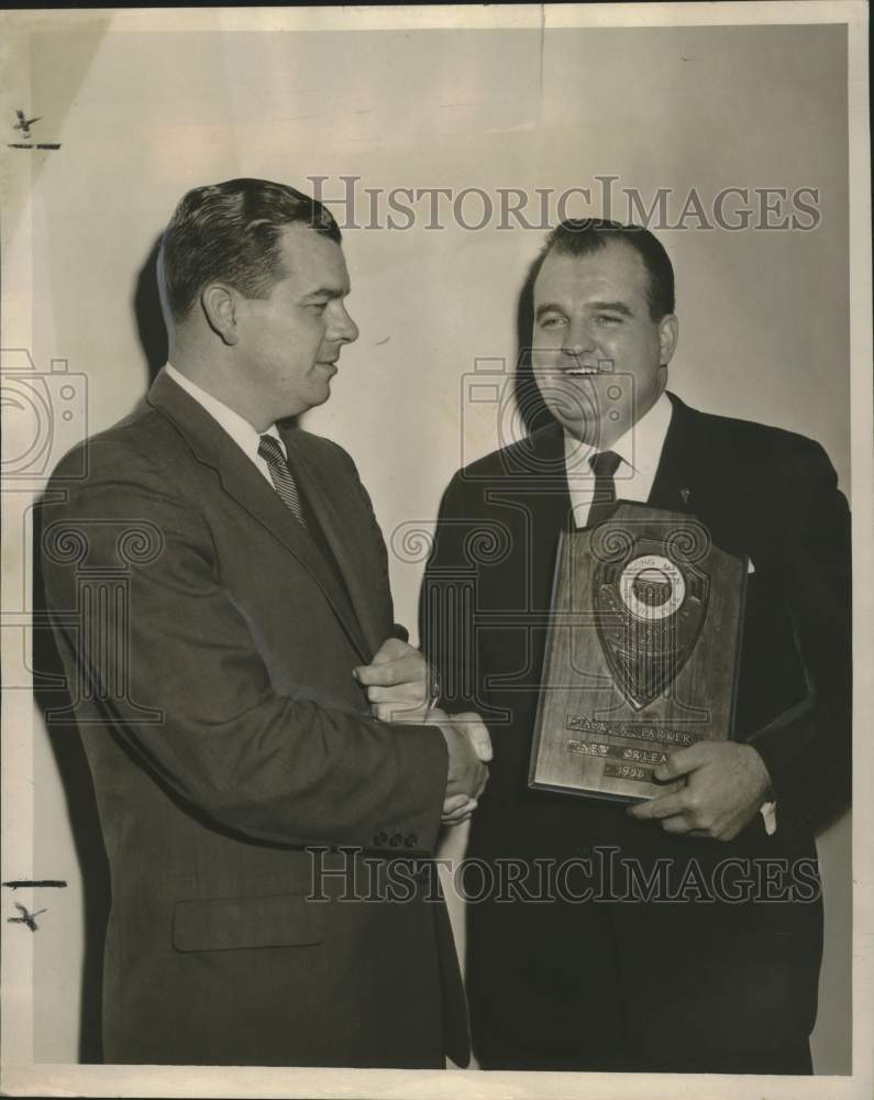 1959 Jack Parker presented Jaycee Service Award by Lawrence Merrigan - Historic Images