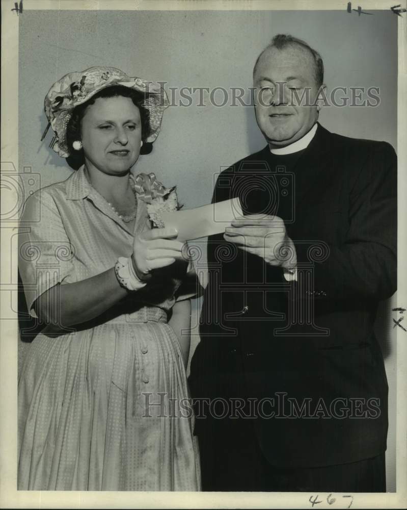 1960 Mrs. Raymond Gibliant with Reverend Michael T. McNicholas - Historic Images