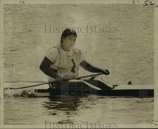 1971 Press Photo Althea Meyers at 19th annual World's Championship Pirogue Races - Historic Images