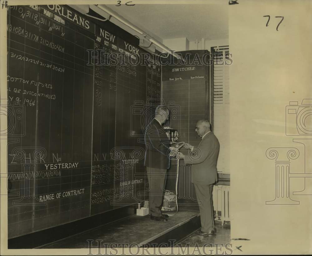 1964 Edwin G. Pinac, Arthur W. Hyland at New Orleans Cotton Exchange-Historic Images