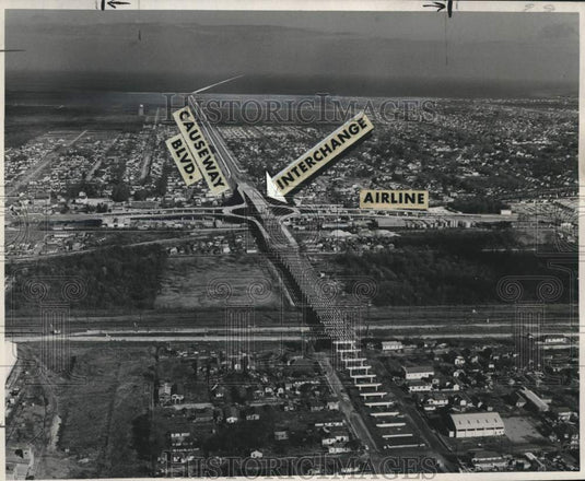 1957 Overpass at Causeway Boulevard seen in aerial view-Historic Images