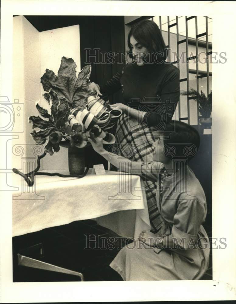 1980 Mrs. Edward Robert Jr. with Katie Arimura of Ikebana Society - Historic Images