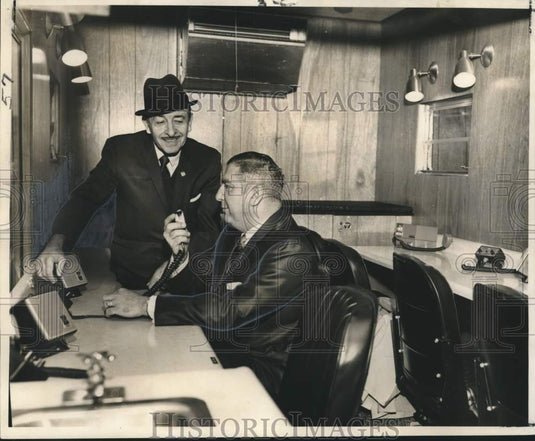 1967 Victor Schiro and Joseph Giarrusso in NOPD's emergency van.-Historic Images