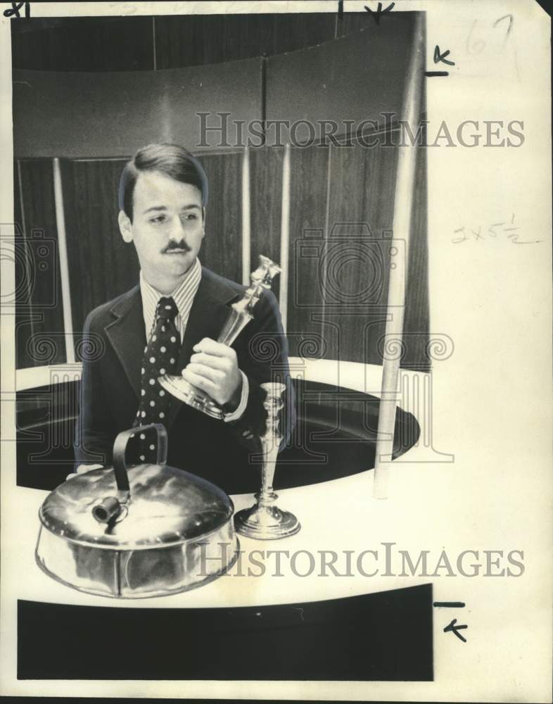 1975 Stan Roth, Shown With His Copper Candlesticks And Kettle - Historic Images