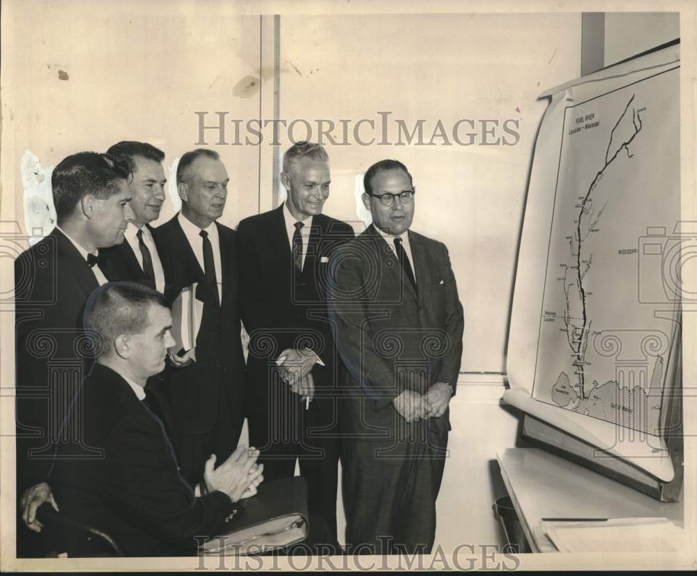 1963 Participants in Pearl River pollution look at map.-Historic Images