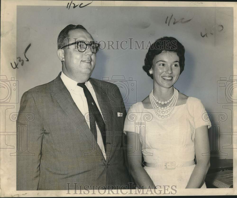 1961 Knights of Columbus officers Dr. Frank Puglia, Mrs. Luke Reine-Historic Images