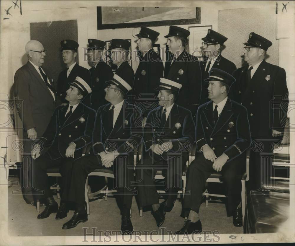 1956 Superintendent Howard Dey with promoted New Orleans Firemen-Historic Images