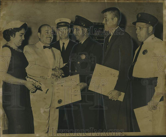 1962 Mayor Victor Schiro honors city firemen who saved lives-Historic Images