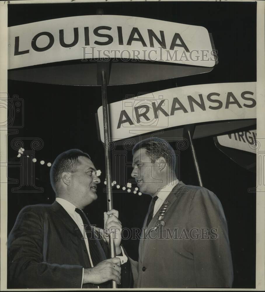 1960 New Orleanians Richard  Hagy and George Reese hold banners-Historic Images