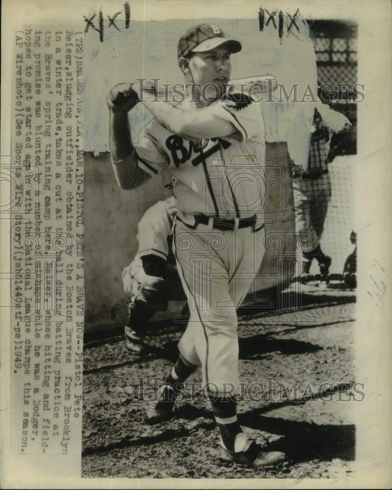 1949 Press Photo Pistol Pete Reiser, Boston Braves, at spring camp. - noo61091- Historic Images