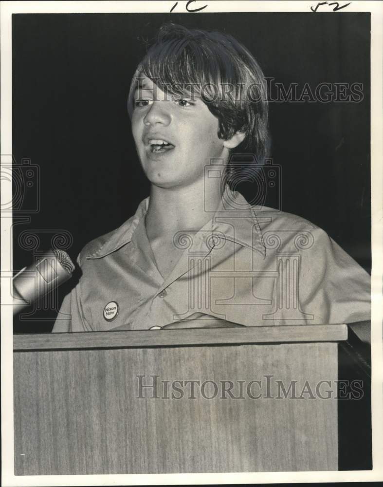 1972 St. Pius student Dean Sciambra speaks at political rally-Historic Images