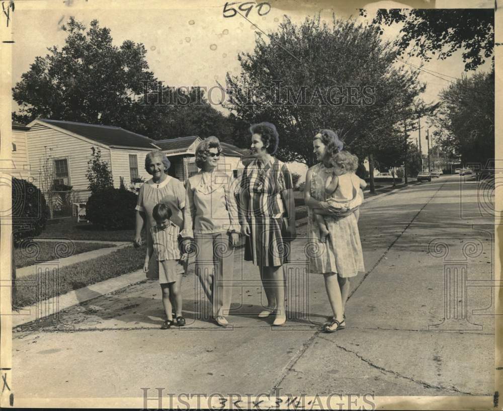 1971 Women Against Crime members patrolling streets of neighborhood-Historic Images