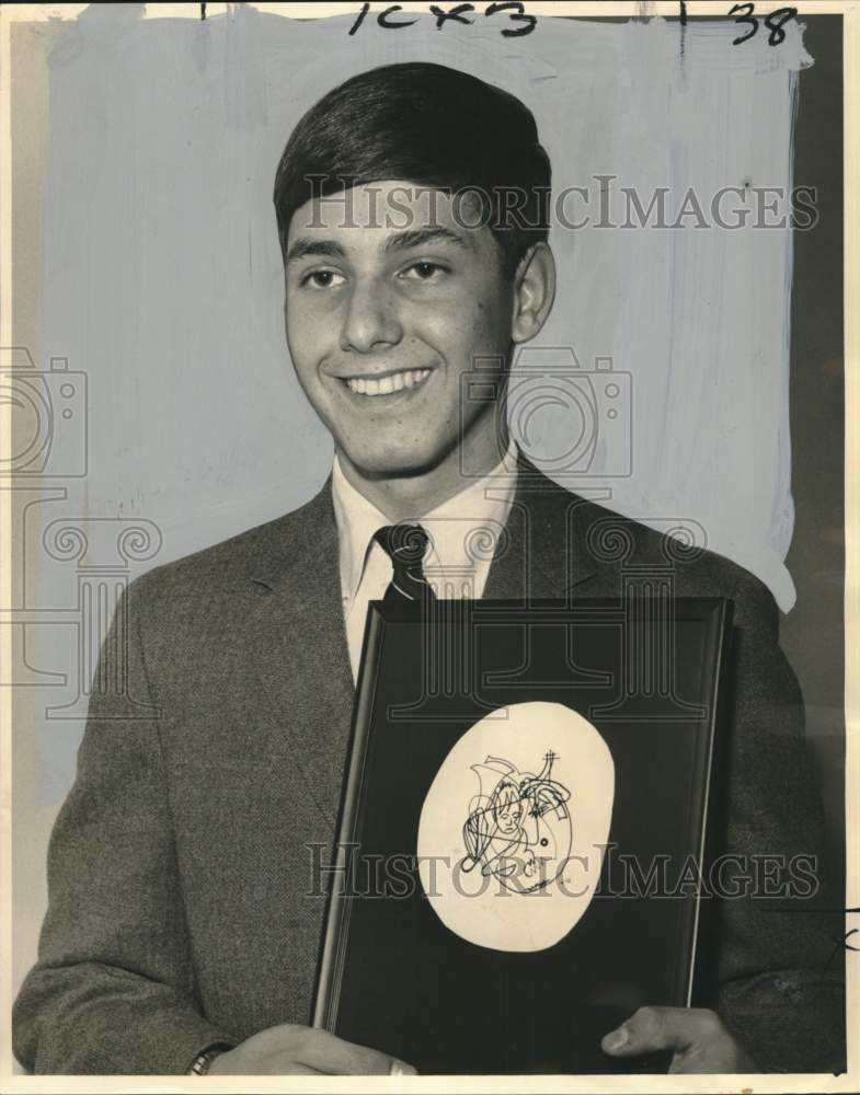 1964 Press Photo Miller Wise, Artist with framed Sketch - Historic Images