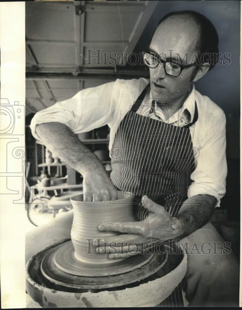 1976 Casey Willems Relaxes with Clay on His Potter&#39;s Wheel - Historic Images