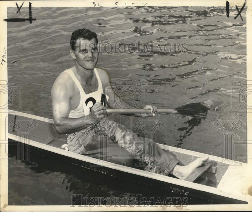1950 Press Photo Pirogue race winner Paul Ybarzabal. - noo66034- Historic Images