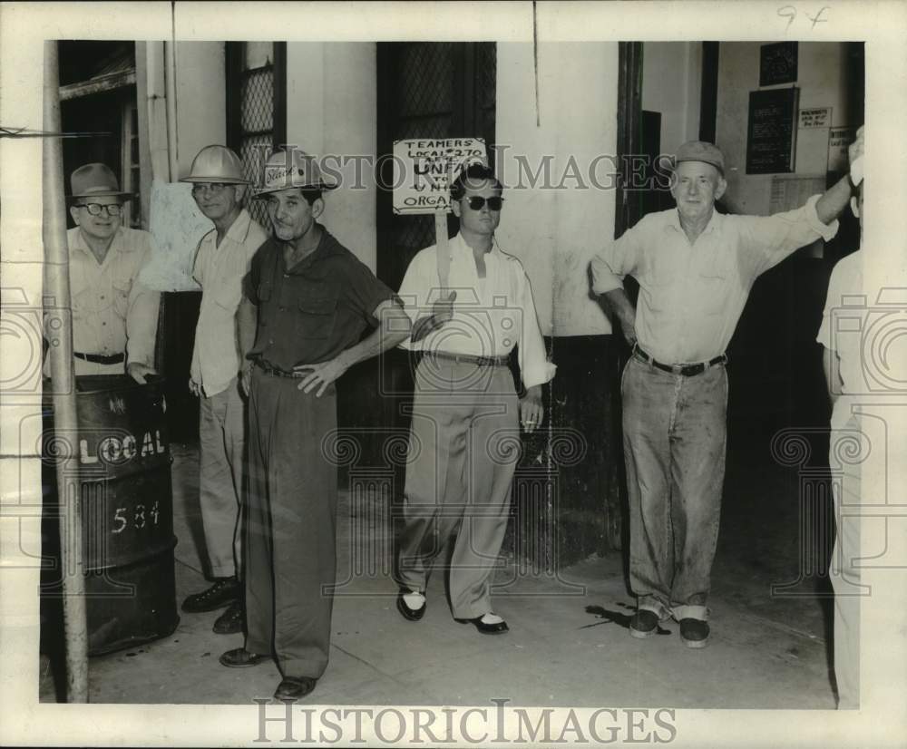 1955 One-man picket line in front of Ship Carpenters&#39; Hall - Historic Images