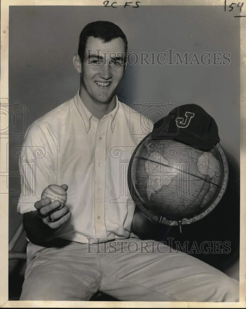 1967 Press Photo Roniger holds baseball and globe - noo71385 - Historic Images