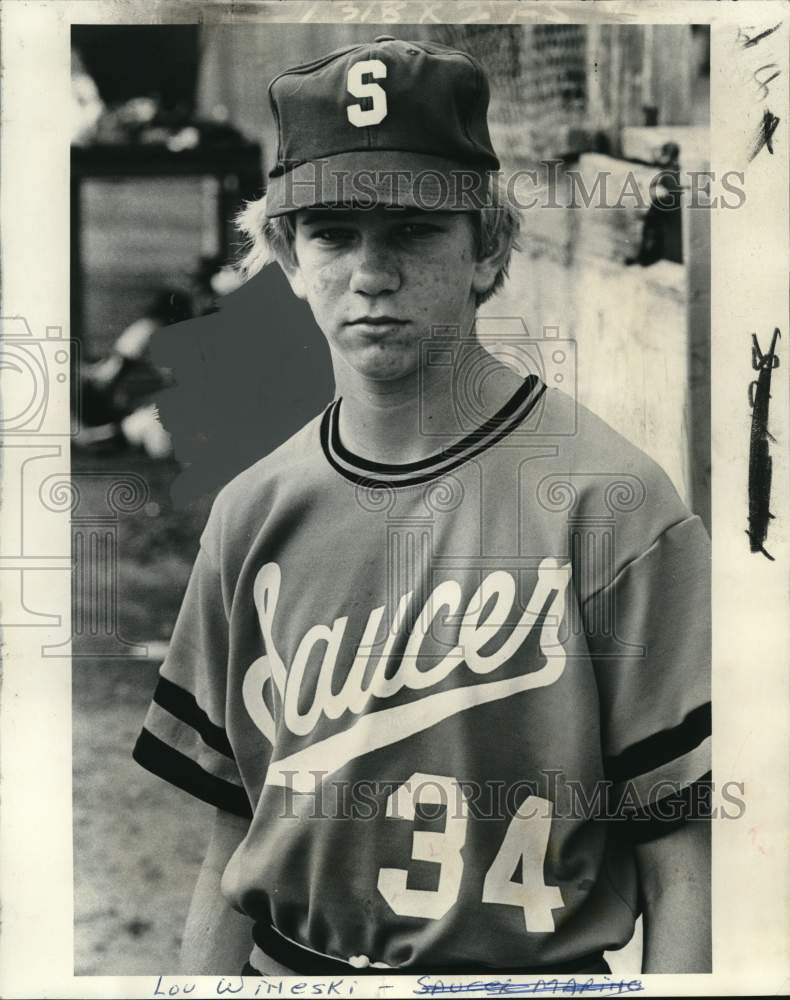 1975 Press Photo Lou Wineski, Saucer Baseball Player - noo73386 - Historic Images