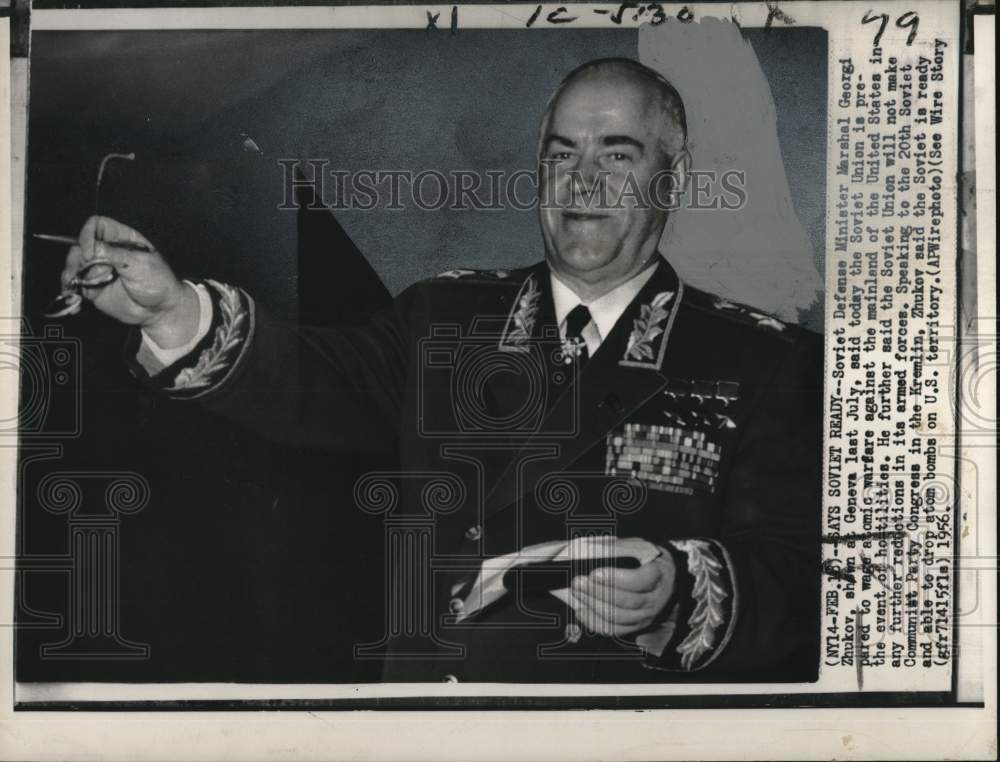 1956 Soviet Defense Minister Marshal Georgi Zhukov speaks at Geneva - Historic Images