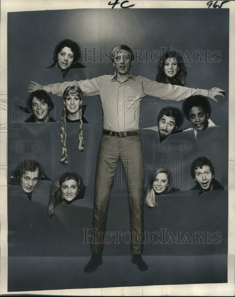 1970 Don Tucker, theater composer, with cast of &quot;The Burd&quot; - Historic Images