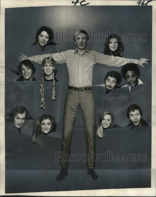 1970 Don Tucker, theater composer, with cast of "The Burd" - Historic Images