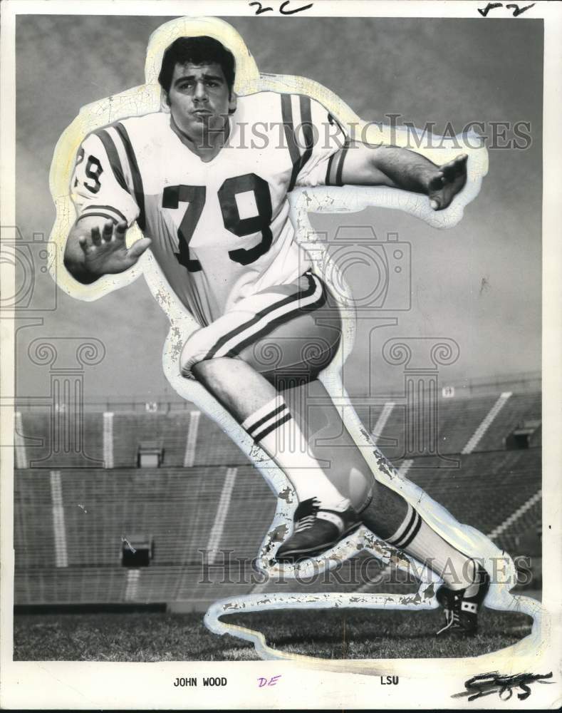 1971 Press Photo Football player John Wood of LSU - noo80512 - Historic Images