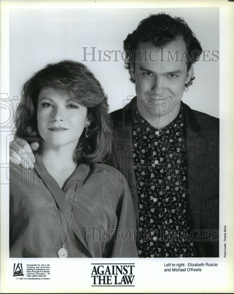 1990 Press Photo Elizabeth Ruscio and Michael O'Keefe in Against the Law.- Historic Images