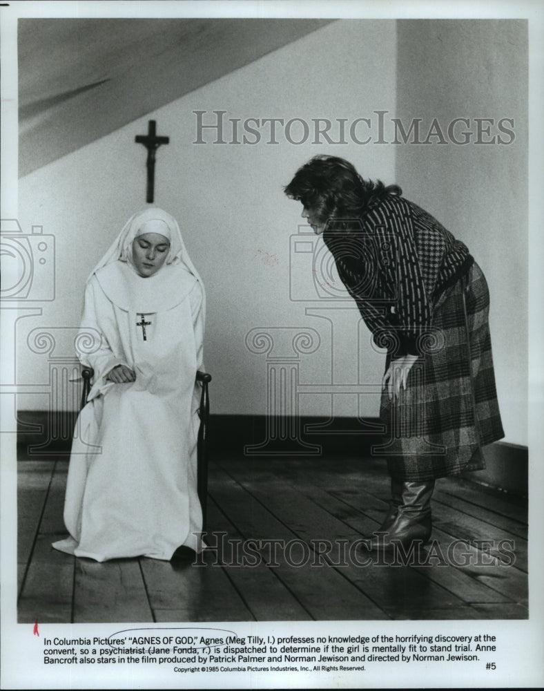 1985 Press Photo Meg Tilly and Jane Fonda star in Agnes of God. - nop00309- Historic Images