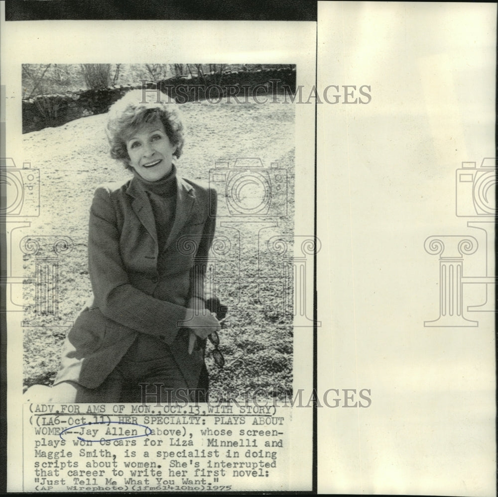 1975 Press Photo Playwright-Screenwriter Jay Allen is writing her first novel.-Historic Images