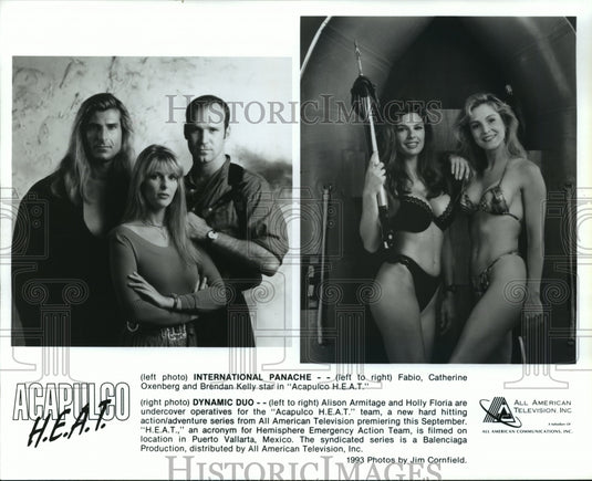 1993 Press Photo Fabio, Catherine Oxenberg and Brendan Kelly in Acapulco HEAT.- Historic Images