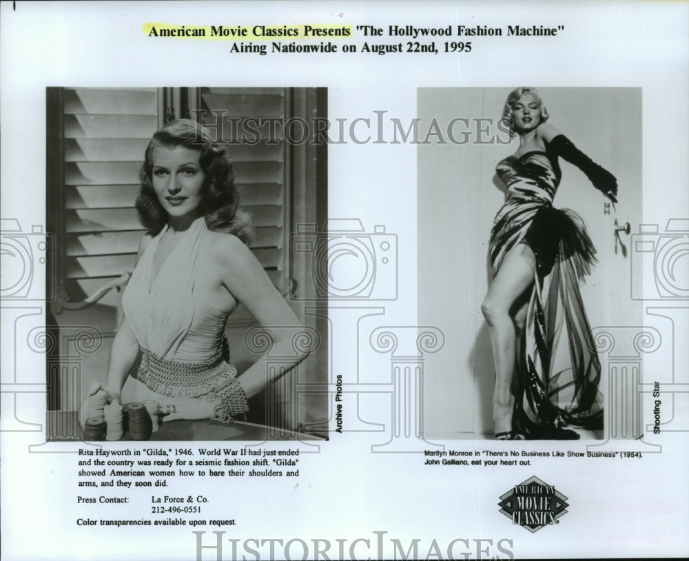 1995 Rita Hayworth in 1946 and Marilyn Monroe in 1954, on AMC.-Historic Images