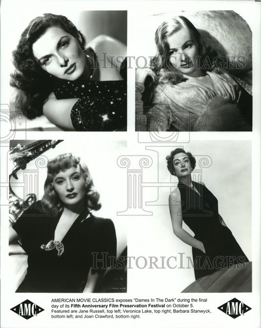 1998 Press Photo Jane Russell and Veronica Lake in AMC's Dames in the Dark.-Historic Images