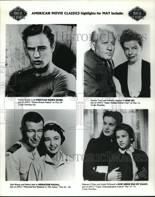 Press Photo Marlin Brando, Spencer Tracy and Katharine Hepburn featured on AMC.- Historic Images