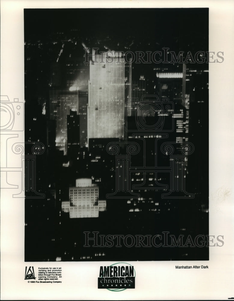 1990 Press Photo Manhattan after dark on American Chronicles. - nop02416- Historic Images