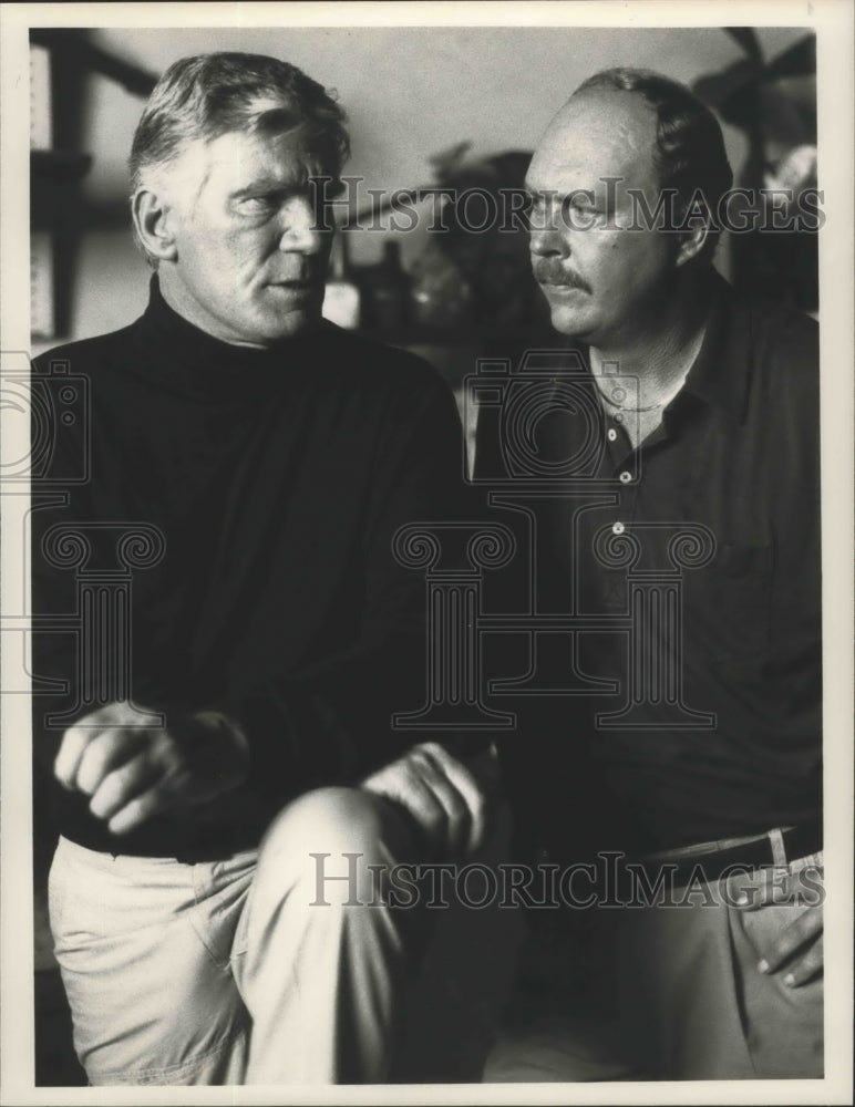 1989 Press Photo Actor John Ashton, Mitchell Ryan on "Hardball" NBC TV - Historic Images