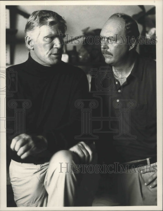 1989 Press Photo Actor John Ashton, Mitchell Ryan on "Hardball" NBC TV - Historic Images