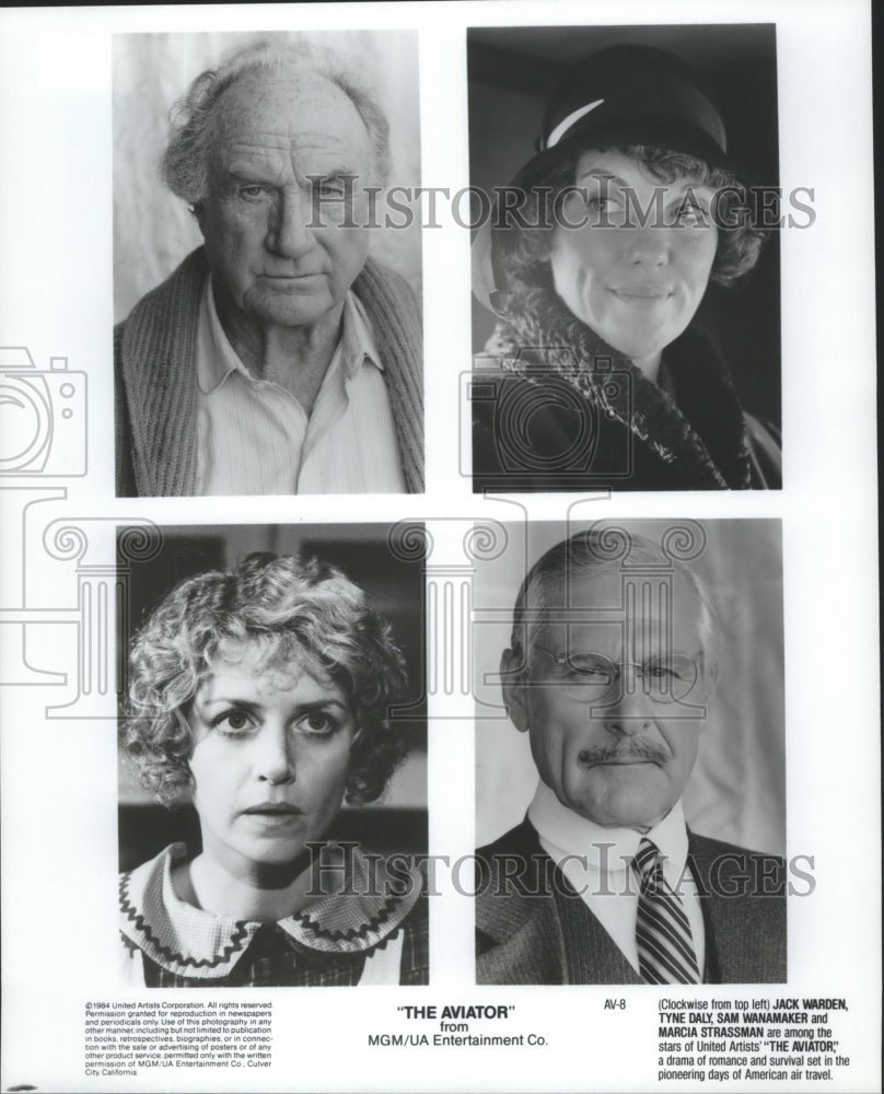 1984 Press Photo "The Aviator" - Stars Warden, Daly, Wanamaker, and Strassman - Historic Images