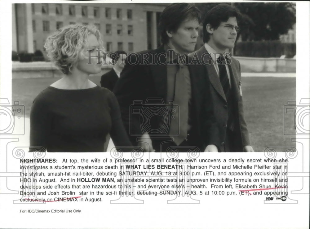 2001 Press Photo "Hollow Man" - Elisabeth Shue, Kevin Bacon, Josh Brolin - Historic Images