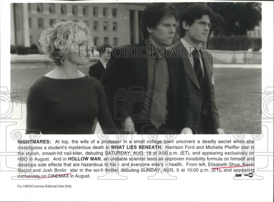 2001 Press Photo "Hollow Man" - Elisabeth Shue, Kevin Bacon, Josh Brolin - Historic Images