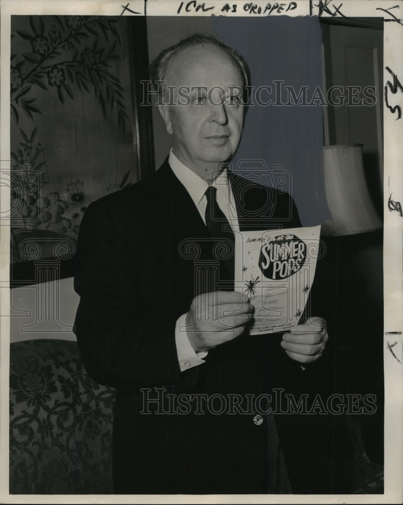 1962 Howard Barlow, Guest Conductor New Orleans Summer Pops Program - Historic Images