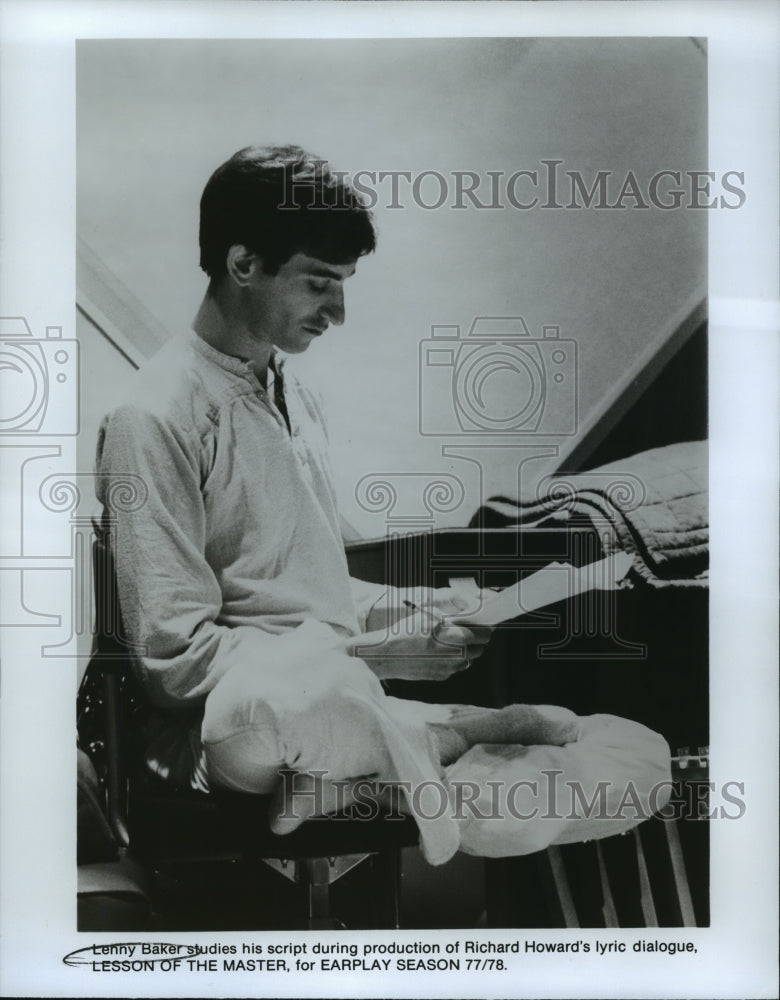 1978 Lenny Baker Studying Script for &quot;Lesson the Master&quot; Dialogue - Historic Images