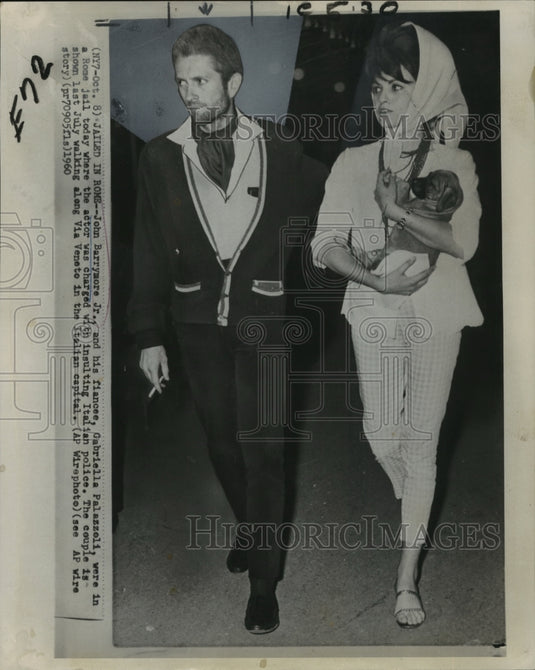 1960 Press Photo John Barrymore Jr. and fiancee, Gabriella Palazzoli, in Rome.-Historic Images
