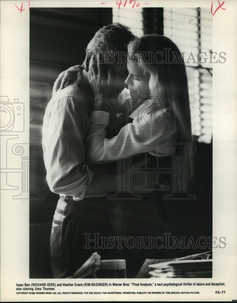 1992 Press Photo Richard Gere and Kim Basinger star in Final Analysis.-Historic Images