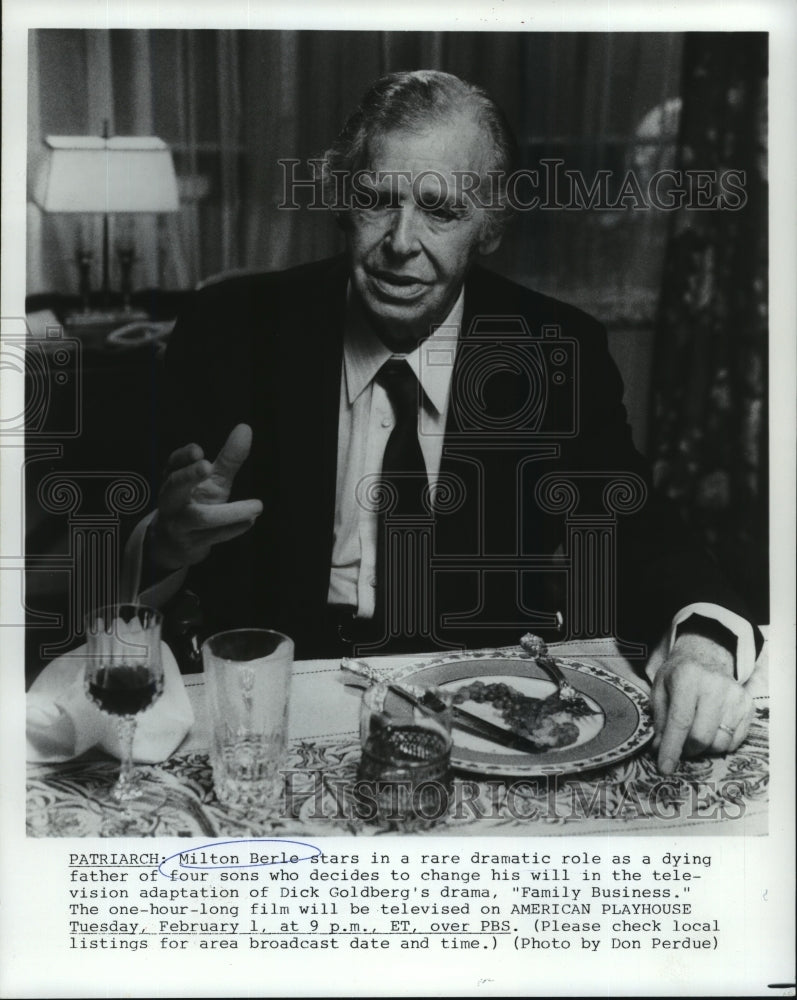 1993 Press Photo Milton Berle stars in Family Business, on PBS. - nop06389- Historic Images
