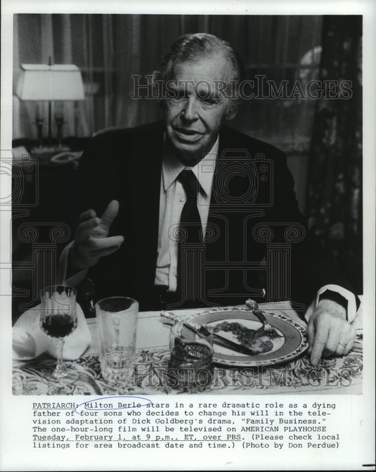 1993 Press Photo Milton Berle stars in Family Business, on PBS. - nop06389- Historic Images