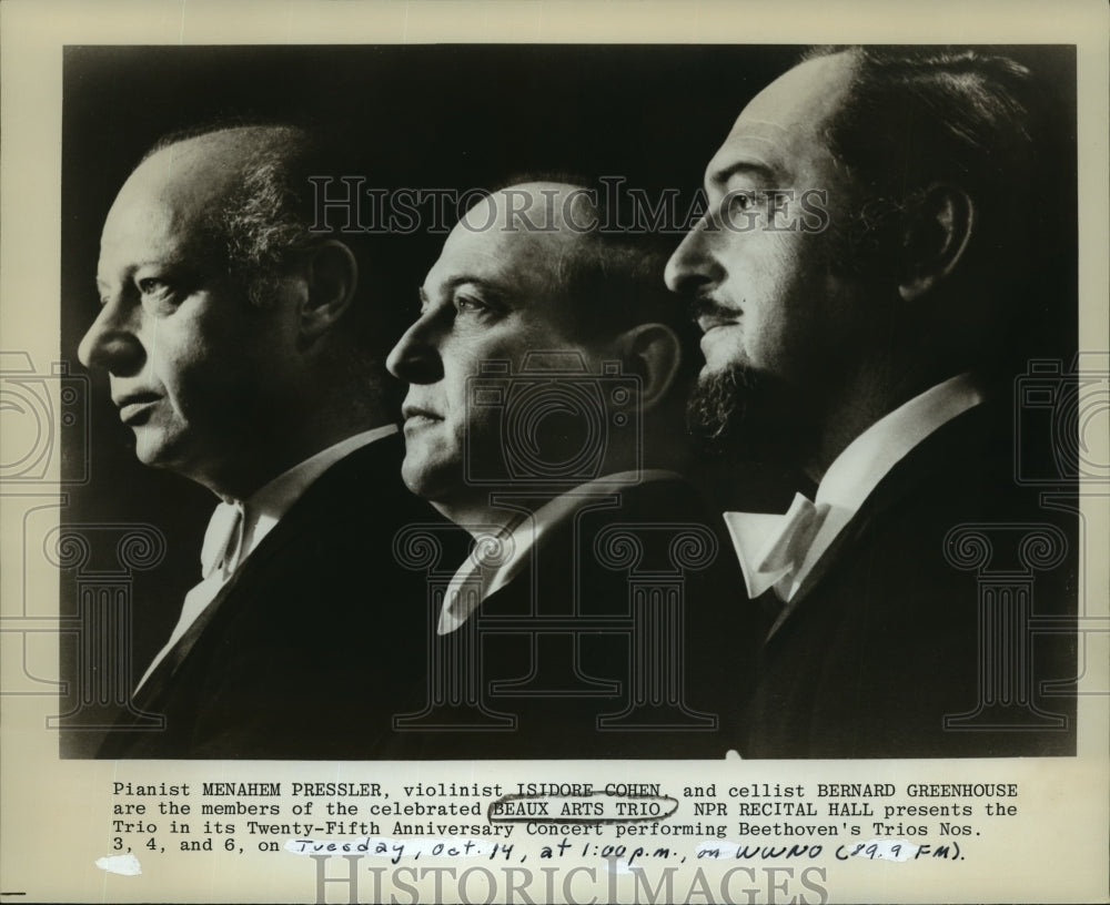 1980 Press Photo Beaux Arts Trio, NPR Recital Hall 25th Anniversary Concert - Historic Images